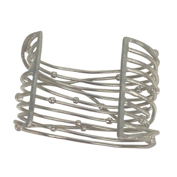 RIVKA Knotted Mina White Rhodium Cuff Bracelet - $229. - Picture 12 of 16